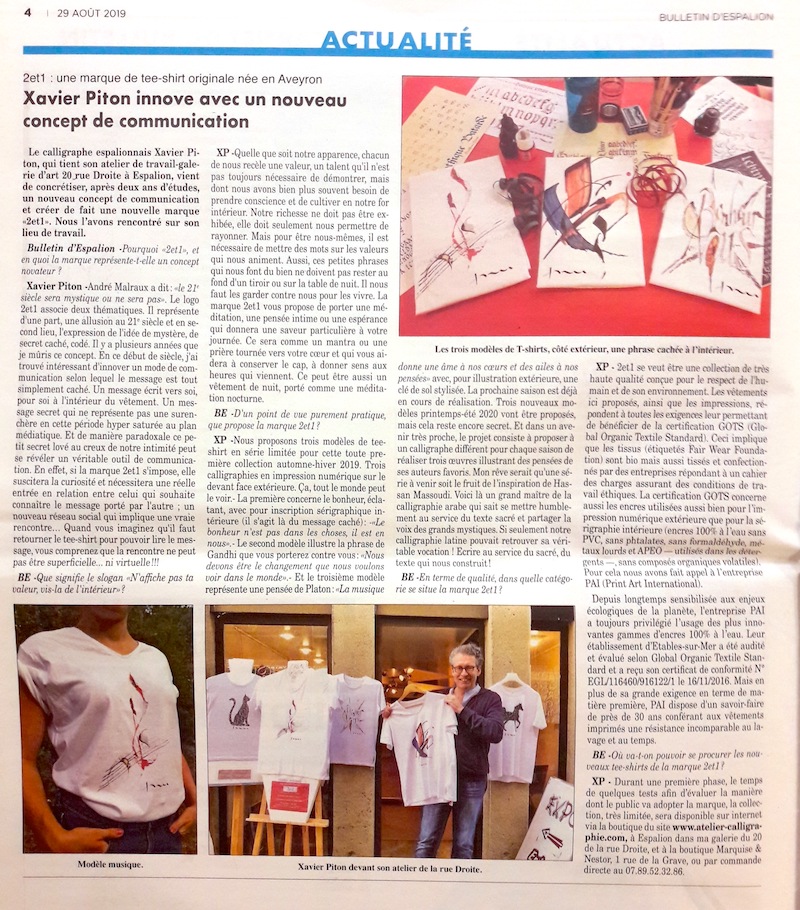 Article Bulletin Espalion Atelier Calligraphie